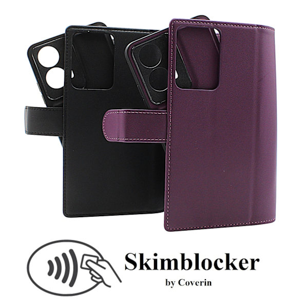Skimblocker Motorola Moto E14 XL Magnet Plånboksfodral Mörklila