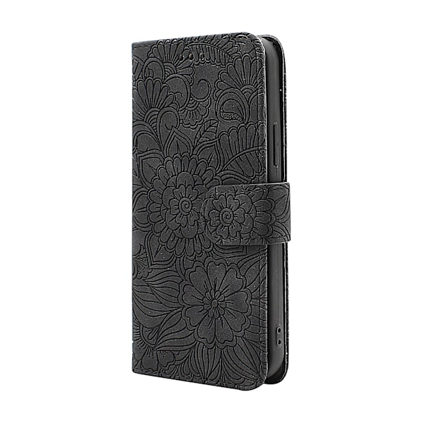 Flower Standcase Wallet iPhone 12 / 12 Pro (6.1) Svart