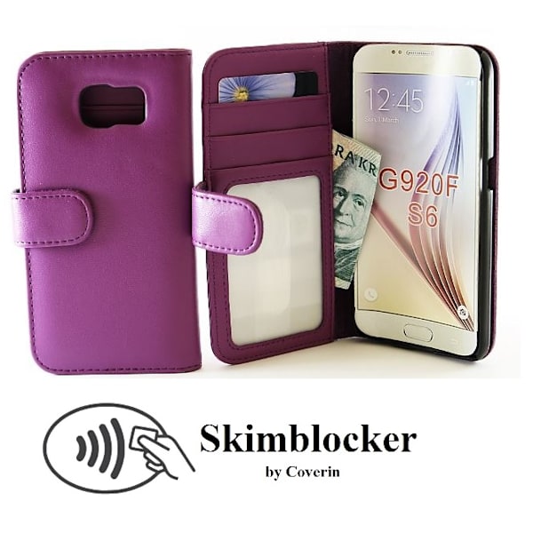 Skimblocker Plånboksfodral Samsung Galaxy S6 (SM-G920F) Lila