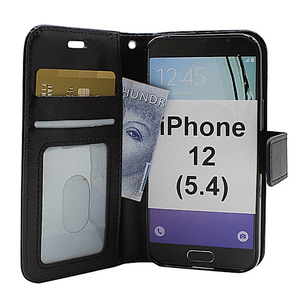 Crazy Horse Wallet iPhone 12 (5.4) (Svart) Lila