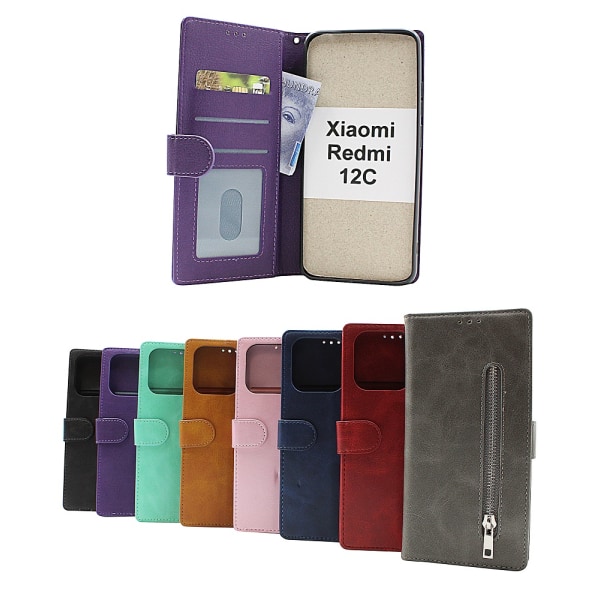 Zipper Standcase Wallet Xiaomi Redmi 12C Ljusrosa