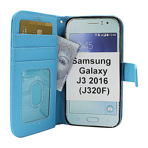 New Standcase Wallet Samsung Galaxy J3 2016 (J320F) Ljusblå