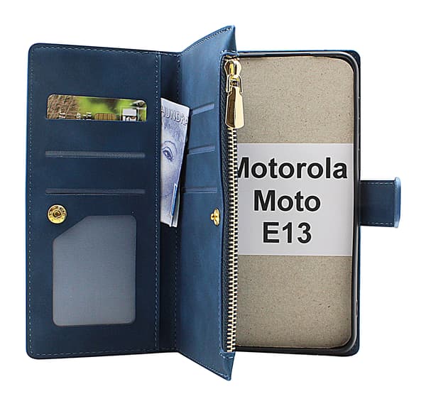 XL Standcase Lyxfodral Motorola Moto E13 Marinblå