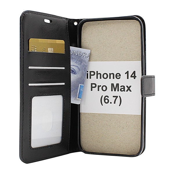 Crazy Horse Wallet iPhone 14 Pro Max (6.7) Svart