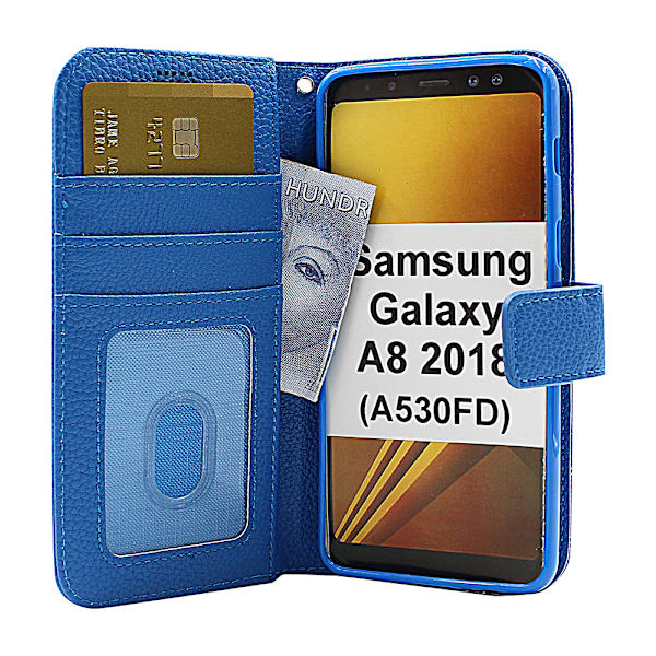 New Standcase Wallet Samsung Galaxy A8 2018 (A530FD) Ljusblå