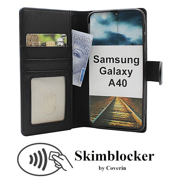 Skimblocker Plånboksfodral Samsung Galaxy A40 (A405FN/DS) Svart
