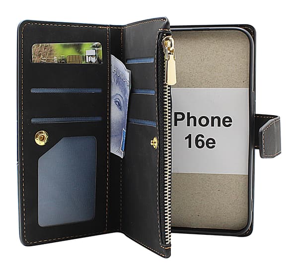XL iPhone 16e Lyx Plånboksfodral Brun