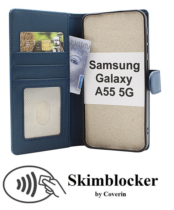 Skimblocker Plånboksfodral Samsung Galaxy A55 5G Glitter Pink