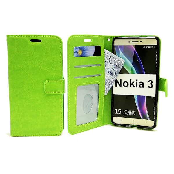 Crazy Horse Wallet Nokia 3 Grön