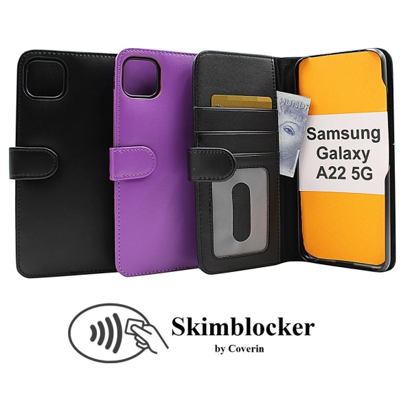 Skimblocker Plånboksfodral Samsung Galaxy A22 5G (SM-A226B) Svart