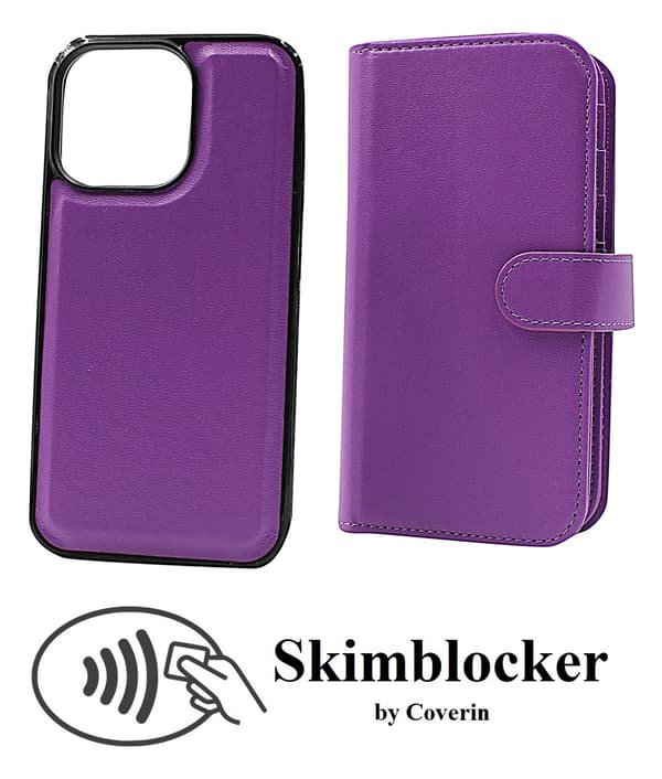 Skimblocker XL Magnet Fodral iPhone 13 Pro (6.1) Lila