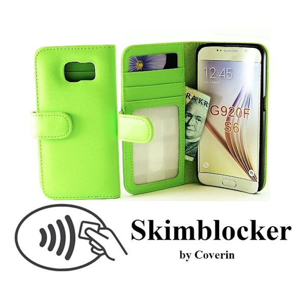 Skimblocker Plånboksfodral Samsung Galaxy S6 (SM-G920F) Grön