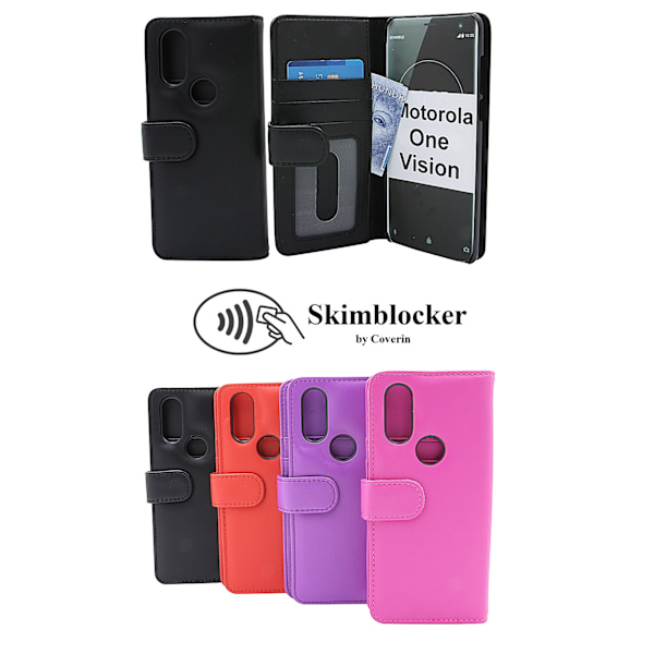 Skimblocker Plånboksfodral Motorola One Vision Röd
