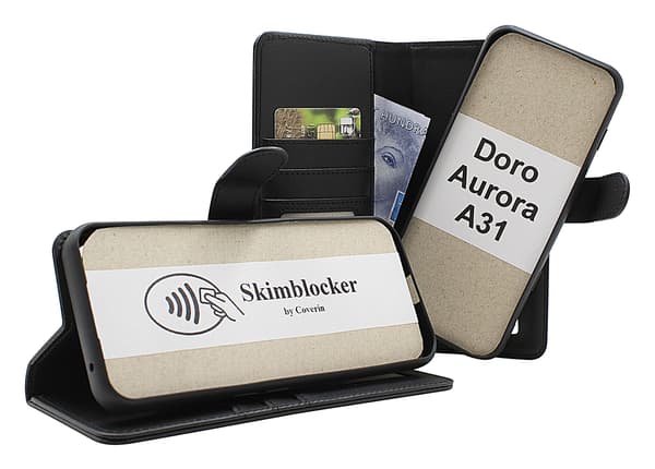 Skimblocker Doro Aurora A31 Magnet Plånboksfodral Mörkröd