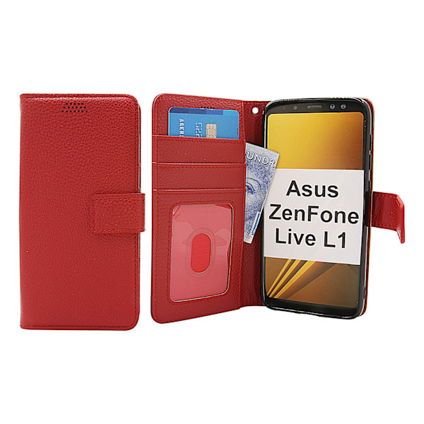 New Standcase Wallet Asus ZenFone Live L1 (ZA550KL) Röd