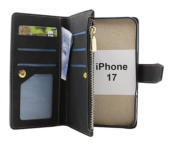 XL iPhone 17 Lyx Plånboksfodral Brun