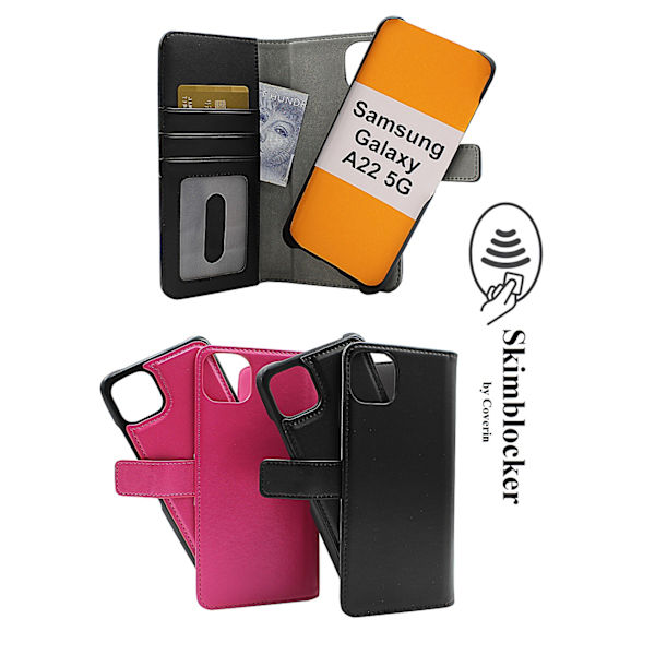 Skimblocker Magnet Fodral Samsung Galaxy A22 5G (SM-A226B) Svart
