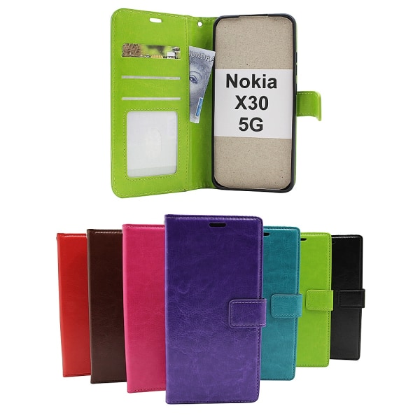 Crazy Horse Wallet Nokia X30 5G Hotpink