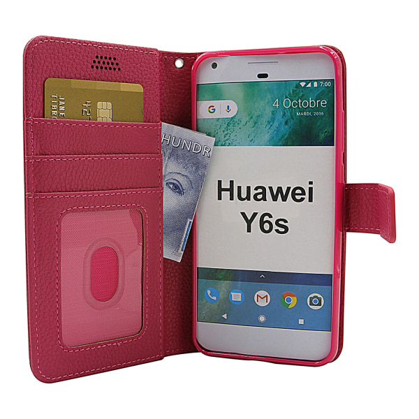 New Standcase Wallet Huawei Y6s (Svart) Ljusblå