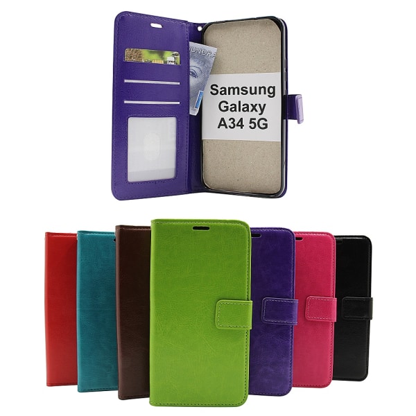 Crazy Horse Wallet Samsung Galaxy A34 5G Grön