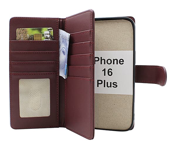 Skimblocker iPhone 16 Plus XL Magnet Plånboksfodral Mörkröd