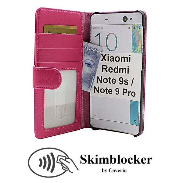 Skimblocker Plånboksfodral Xiaomi Redmi Note 9s/Note 9 Pro Hotpink