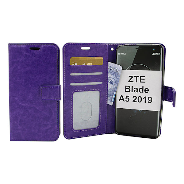 Crazy Horse Wallet ZTE Blade A5 2019 Lila
