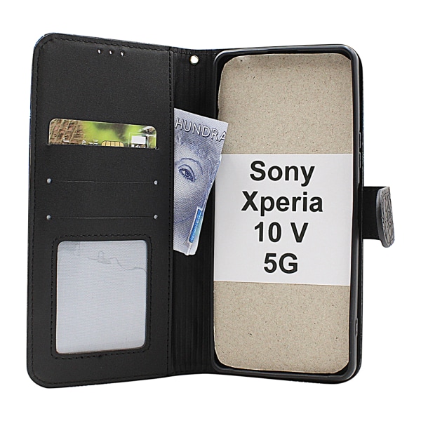 Flower Standcase Wallet Sony Xperia 10 V 5G Svart