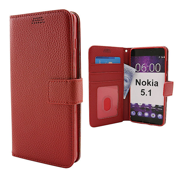 New Standcase Wallet Nokia 5.1 Röd