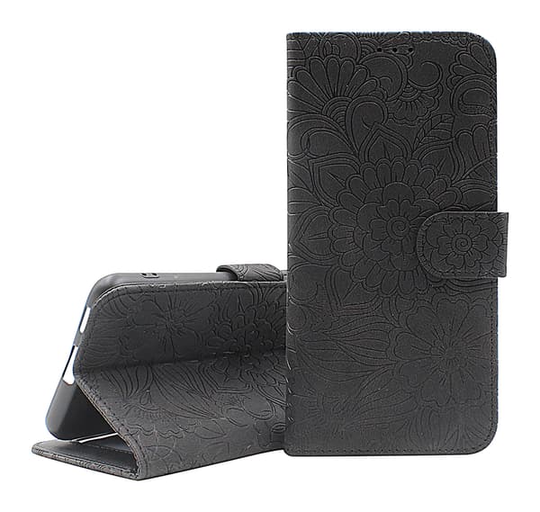 Flower Standcase Wallet iPhone 14 Pro (6.1) Svart