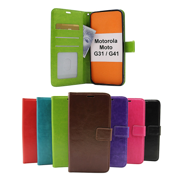 Crazy Horse Wallet Motorola Moto G31/G41 Turkos