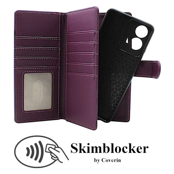 Skimblocker Motorola Moto E14 XL Magnet Plånboksfodral Mörklila