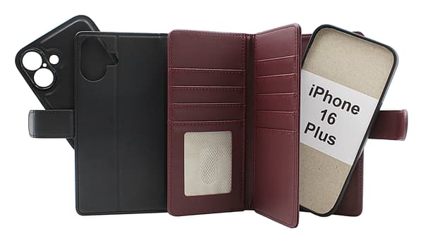Skimblocker iPhone 16 Plus XL Magnet Plånboksfodral Mörkröd