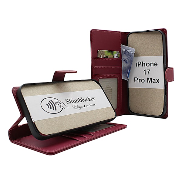 Skimblocker iPhone 17 Pro Max Plånboksfodral Brandy