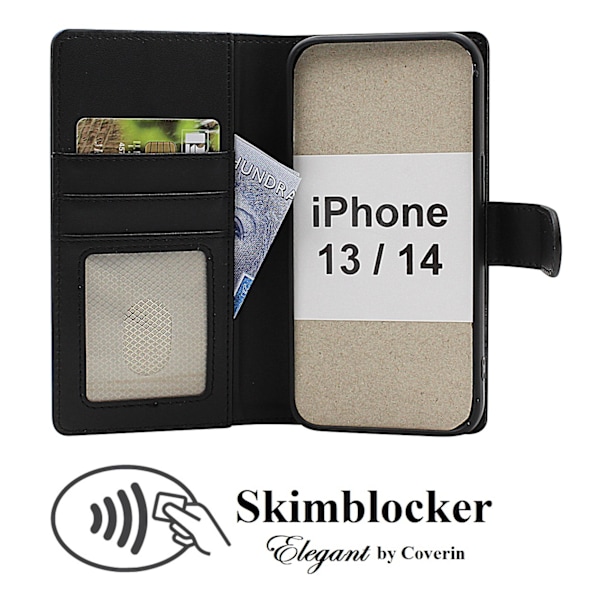 Skimblocker iPhone 13 / 14 Plånboksfodral Svart