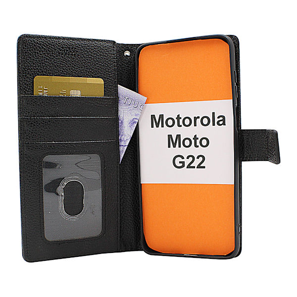New Standcase Wallet Motorola Moto G22 Svart