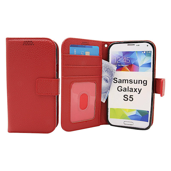 New Standcase Wallet Samsung Galaxy S5 (G900F/G903F) Röd