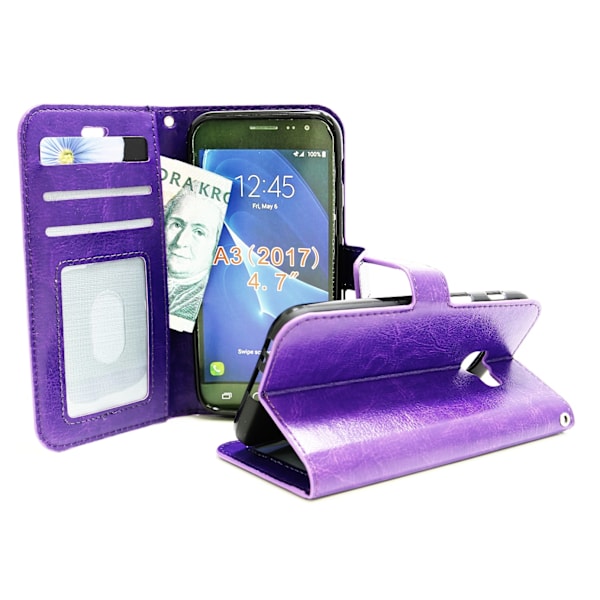Crazy Horse Wallet Samsung Galaxy A3 2017 (A320F) Lila
