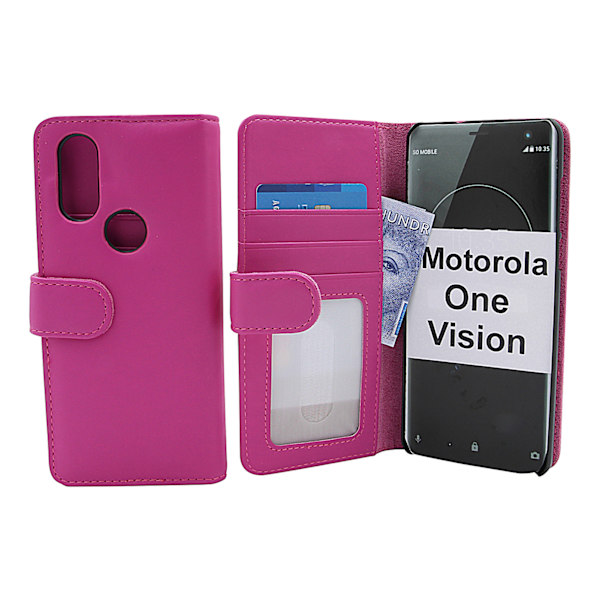 Skimblocker Plånboksfodral Motorola One Vision Hotpink