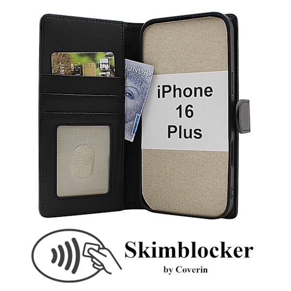Skimblocker iPhone 16 Plus Magnet Plånboksfodral