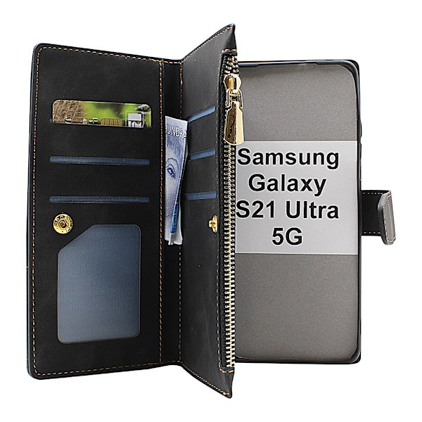 XL Standcase Lyxfodral Samsung Galaxy S21 Ultra 5G (G998B) Svart