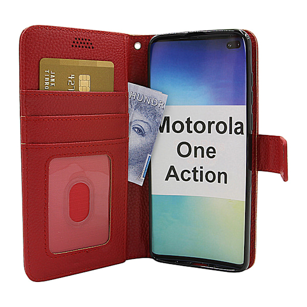 New Standcase Wallet Motorola One Action Röd