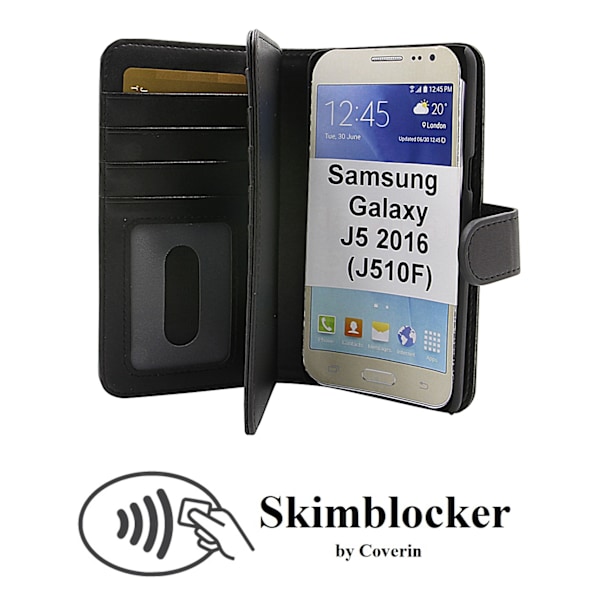 Skimblocker XL Magnet Wallet Samsung Galaxy J5 2016 (J510F) Svart