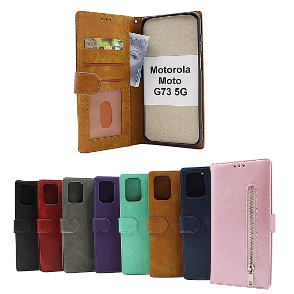 Zipper Standcase Wallet Motorola Moto G73 5G Ljusrosa