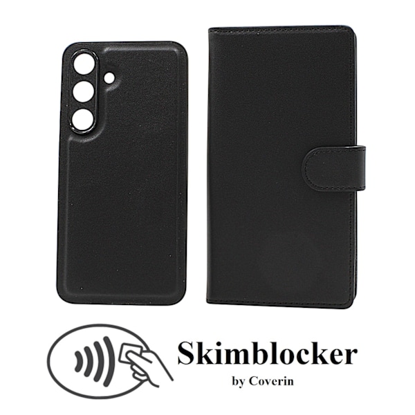 Skimblocker Samsung Galaxy S25 Magnet Plånboksfodral Mörkröd