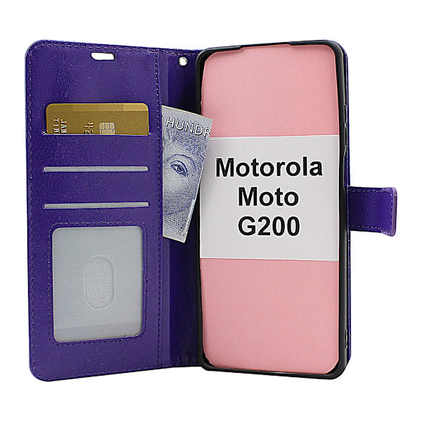 Crazy Horse Wallet Motorola Moto G200 Grön