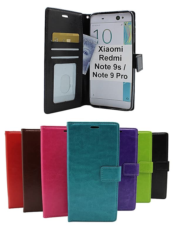 Crazy Horse Wallet Xiaomi Redmi Note 9s / Note 9 Pro Grön