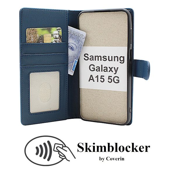 Skimblocker Plånboksfodral Samsung Galaxy A15 5G Petrol