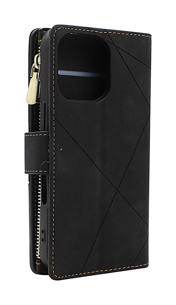 XL iPhone 16 Pro Lyx Plånboksfodral Marinblå