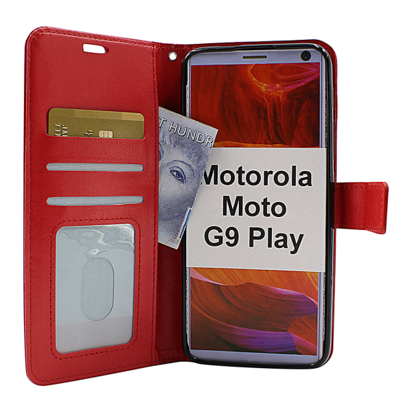 Crazy Horse Wallet Motorola Moto G9 Play (Svart) Svart